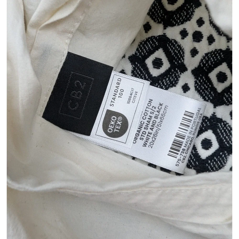 CB2 Melina Organic Cotton Pillow Shams Set 20x26in Crate & Barrel Woven Jacquard